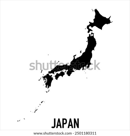 Japan Map - black World Map International vector template with High detailed isolated on white background - Vector