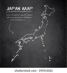 Japan map blackboard chalkboard vector