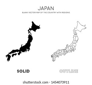 Japan map. Blank vector map of the Country with regions. Borders of Japan for your infographic. Vector illustration.