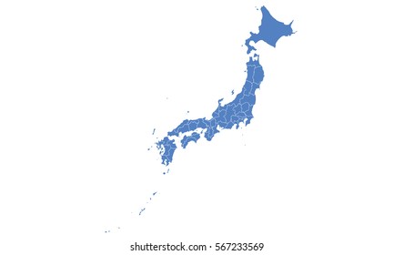 Japan map blue color