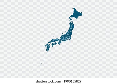 Japan map blue Color on Backgound png