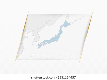 Mapa do Japão em azul com sotaques dourados emoldurados. Mapa Vetorial Moderno do Japão. Ilustração de vetor.