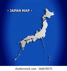 Japan map blue line 3D vector