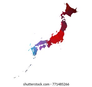 japan map. Blue and Red polygonal shape vector illustration on white background. Vector illustration eps 10.