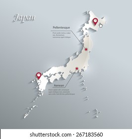 Japan map blue white card paper 3D vector infographics vector