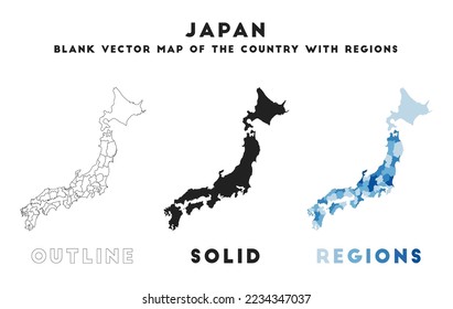 Japan map. Borders of Japan for your infographic. Vector country shape. Vector illustration.