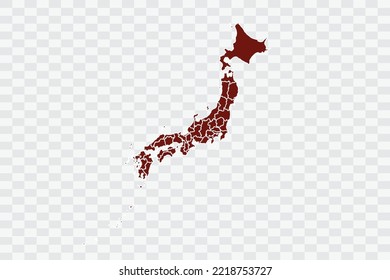 Japan Map burnt brown Color on White Background quality files Color (701205) png