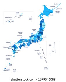 Japan Karte. Vektorillustration der städtischen Gebiete