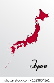 Japan map concept in paper cut style vector illustration.