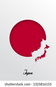 Japan map concept in paper cut style vector illustration.