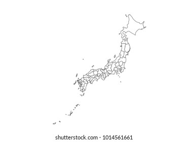 Japan Map Country Borders Thin Black Stock Vector (Royalty Free ...