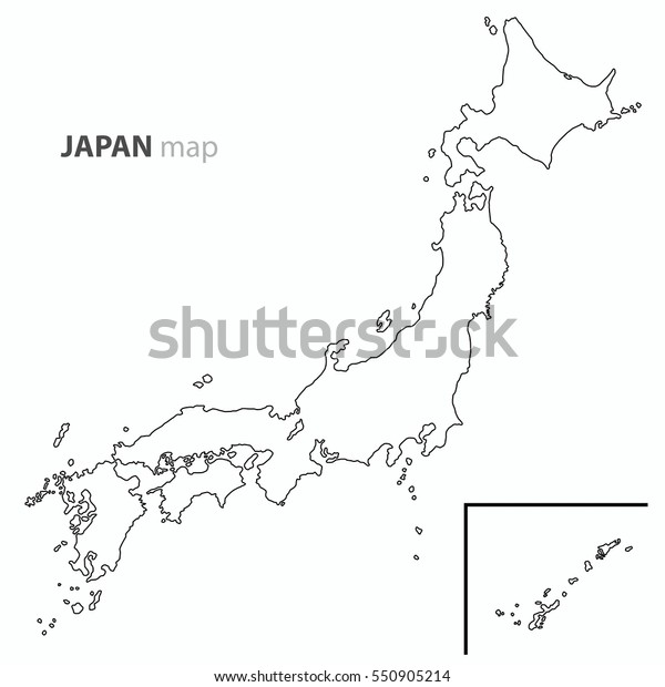 Japan Map Country Outline Vector Stock Vector (royalty Free) 550905214