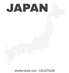 Japan map designed with little dots. Vector abstraction in black color is isolated on a white background. Scattered small dots are organized into Japan map.