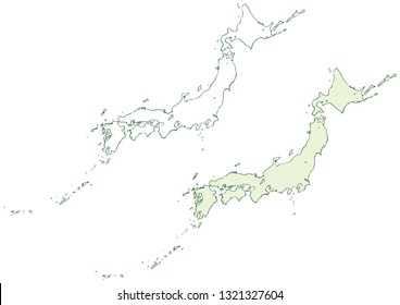 Japan map drawn with a brush