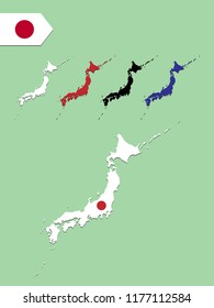 Japan map with flag