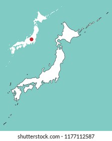 Japan map with flag