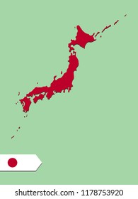 Japan map with flag decoration