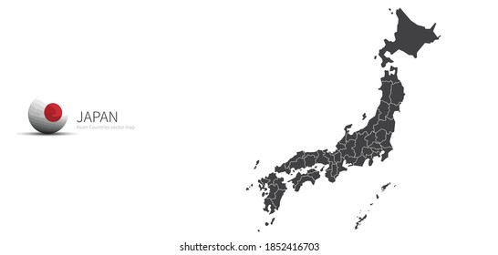 Japan Map and Flag Icon
Map of Asian countries.