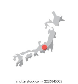 Japan map and flag icon isolated