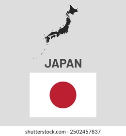 Ilustración de mapa y bandera de Japón