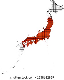 Japan map with flag inside - Illustration,
Abstract grunge mosaic vector