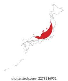Japan map flag inside, Vector Illustrator