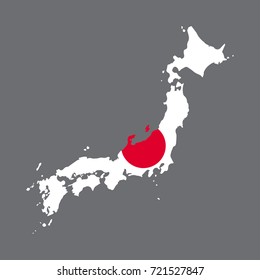 Japan map with flag on grey background