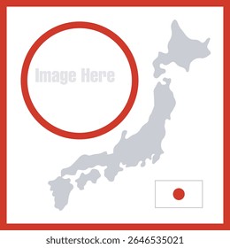 Mapa do Japão e modelo de moldura da foto da bandeira
