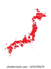Japan map and flag vector illustration of the country and its islands
An illustrated map silhouette
