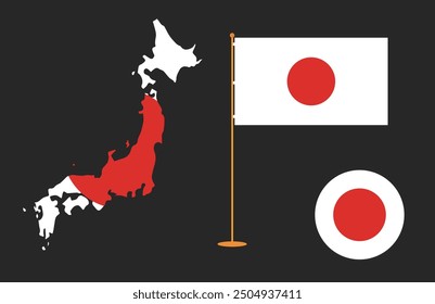 Japan Map Flag Vector illustration 