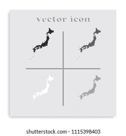 Japan map flat black and white vector icon.