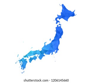 japan map in geometric blue polygonal style modern design on white background. Vector illustration.
