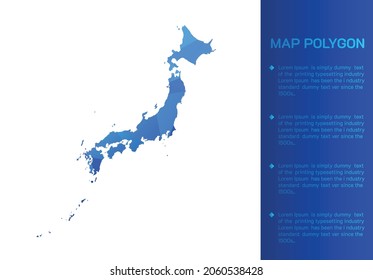 Japan map in geometric blue polygonal style modern design on white background. Vector illustration map in geometric blue polygonal style modern design on white background. Vector illustration.