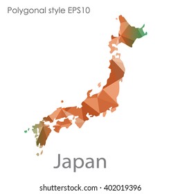 Japan map in geometric polygonal style.Abstract gems triangle,modern design background.