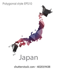 Japan map in geometric polygonal style.Abstract gems triangle,modern design background.