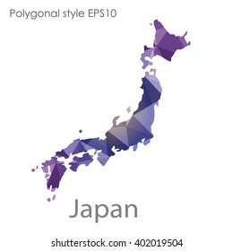 Japan map in geometric polygonal style.Abstract gems triangle,modern design background.