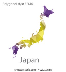 Japan map in geometric polygonal style.Abstract gems triangle,modern design background.