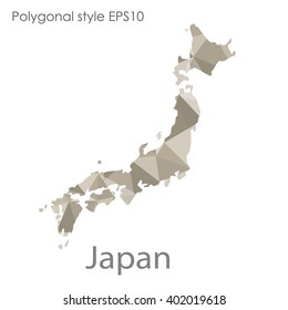 Japan map in geometric polygonal style.Abstract gems triangle,modern design background.