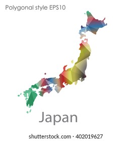 Japan map in geometric polygonal style.Abstract gems triangle,modern design background.