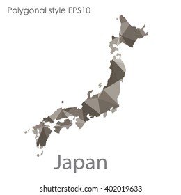 Japan map in geometric polygonal style.Abstract gems triangle,modern design background.