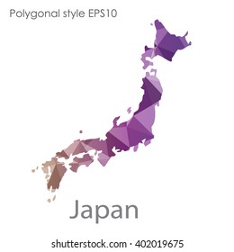Japan map in geometric polygonal style.Abstract gems triangle,modern design background.