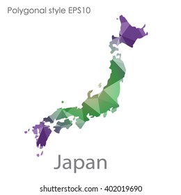 Japan map in geometric polygonal style.Abstract gems triangle,modern design background.