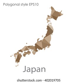 Japan map in geometric polygonal style.Abstract gems triangle,modern design background.