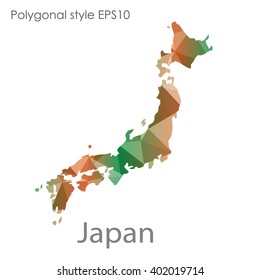 Japan map in geometric polygonal style.Abstract gems triangle,modern design background.