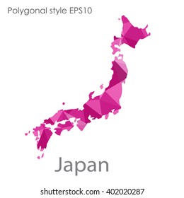 Japan map in geometric polygonal style.Abstract gems triangle,modern design background.