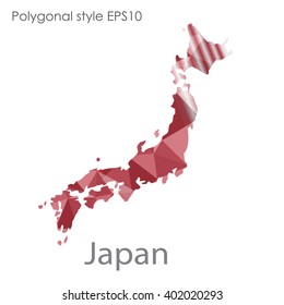Japan map in geometric polygonal style.Abstract gems triangle,modern design background.