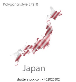 Japan map in geometric polygonal style.Abstract gems triangle,modern design background.