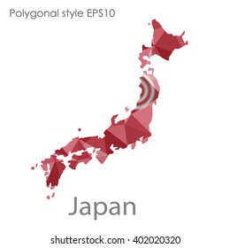 Japan map in geometric polygonal style.Abstract gems triangle,modern design background.