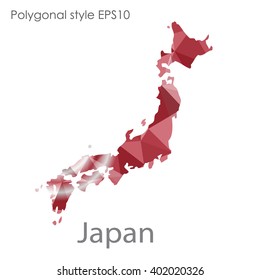 Japan map in geometric polygonal style.Abstract gems triangle,modern design background.