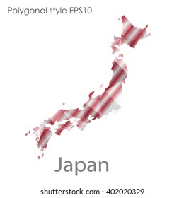 Japan map in geometric polygonal style.Abstract gems triangle,modern design background.